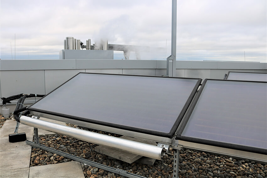 Solar Thermal Collectors with drain back units sited in the City of London.