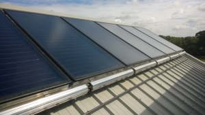 Solar thermal commercial water heating installation.