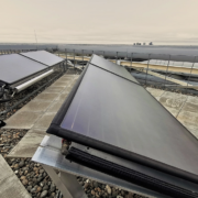 Solar thermal commercial water heating installation.