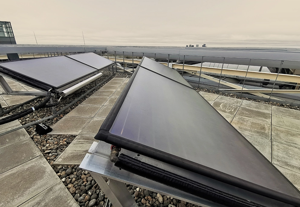 Solar thermal commercial water heating installation.