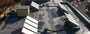 Solar thermal collectors installed on a rooftop