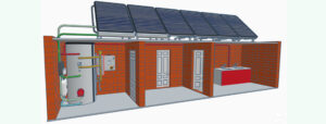 buildings with solar thermal preheat to Adveco FUSION electric water heating system