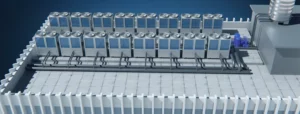 Modular ADV-W heat pump arrangement on rooftop pf a commercial building
